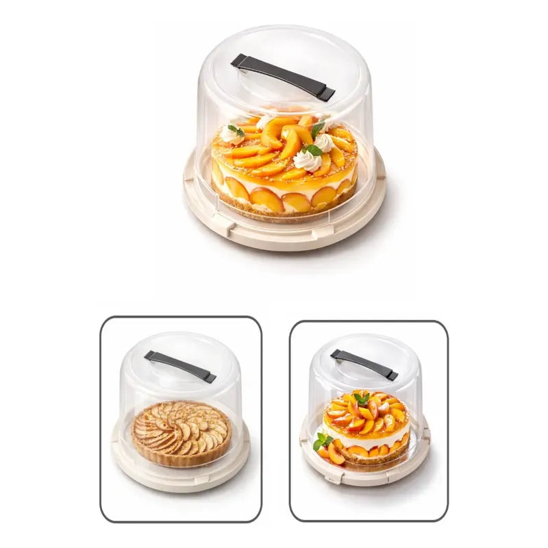 Bandeja Porta Torta Campana Plástica Con Manija Alta 22x14cm Transparente