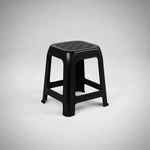 Piso De Plastico X6 Taburete Cuadrado Apilable Asiento 45cm Mate Texturizado Negro