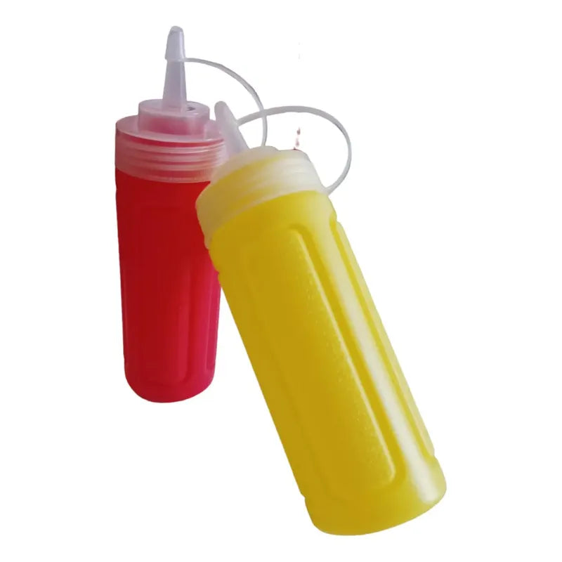 De 4 Dispensadores Para Salsa 20 Cm Color Rojo Amarillo