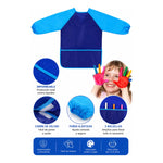 Mandil Bata Arte Infantil Mangas Largas Pintura Impermeable Celeste/azul Liso
