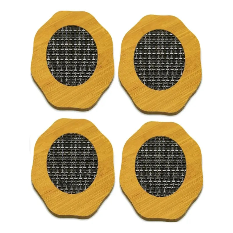 Pack 4 Posa Ollas Bambú Madera Antideslizante Resistente Flor Bambú