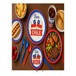 Set De Vajilla Desechable Para Celebrar Tus Fiestas Patrias Rojo, Blanco Y Azul Viva Chile / Bandera