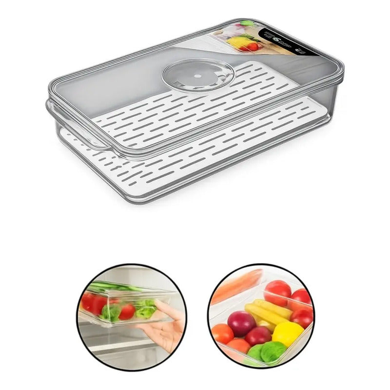 Organizador Refrigerador Acrílico Contenedor Con Tapa 21x30 Transparente