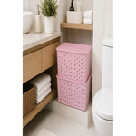 X2 Caja Plastica Organizadora Con Tapa Cesto Decobox 20 Ltrs Rosa Claro Cesto Decobox