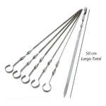 X24 Brochetas Pincho Anticucho Acero Barbacoa Parrilla Asado Plateado Brochetas De Acero