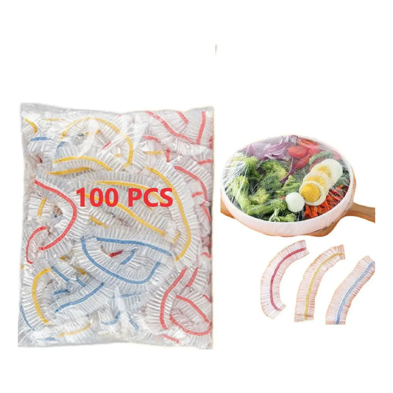 Gorro Envoltura De Plástico Para Alimentos Elástico 100pcs
