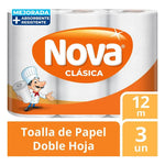 X6 Rollos De Toalla De Papel Nova Clásica 12 Mt Adsorbente
