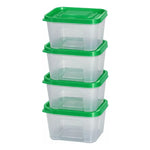 Set De 4 Taper Hermetico Contenedores Cuadrado Alimento 1.5l