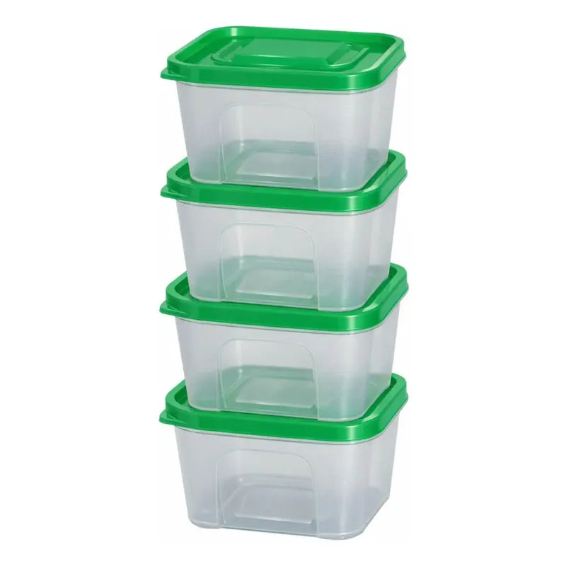 Set De 4 Taper Hermetico Contenedores Cuadrado Alimento 1.5l