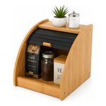 Caja Para Guardar Pan Con Tapa Enrollable Estilo Rustico Madera-negro Vertical