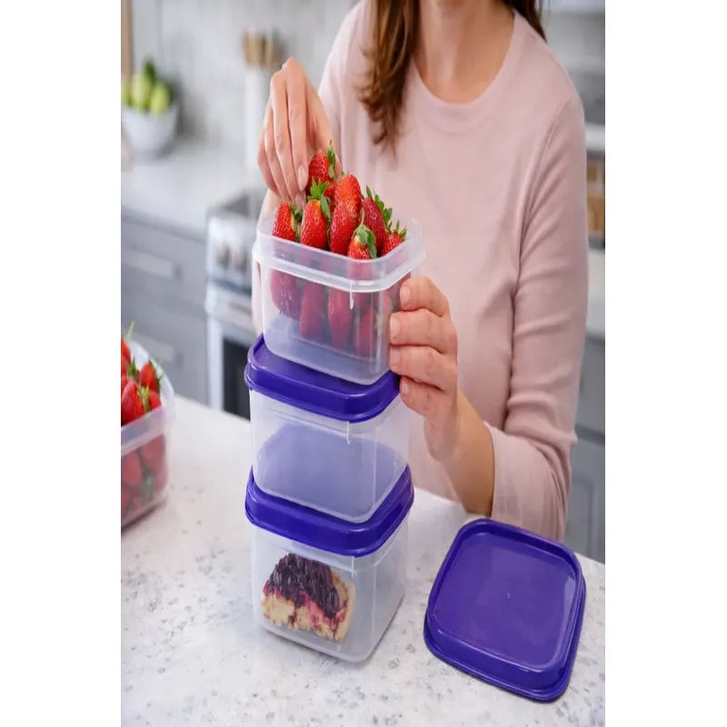 3 Taper Hermeticos De Plastico Contenedor Para Comida Color