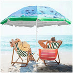 Quitasol Grande De Playa Con Protección Uv, Plegable Y De 1.5 M Azul/palmeras Palmeras