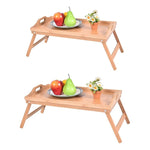 X2 Mesa Bandeja Desayuno Patas Plegables Cama Sofá De Bambú Madera