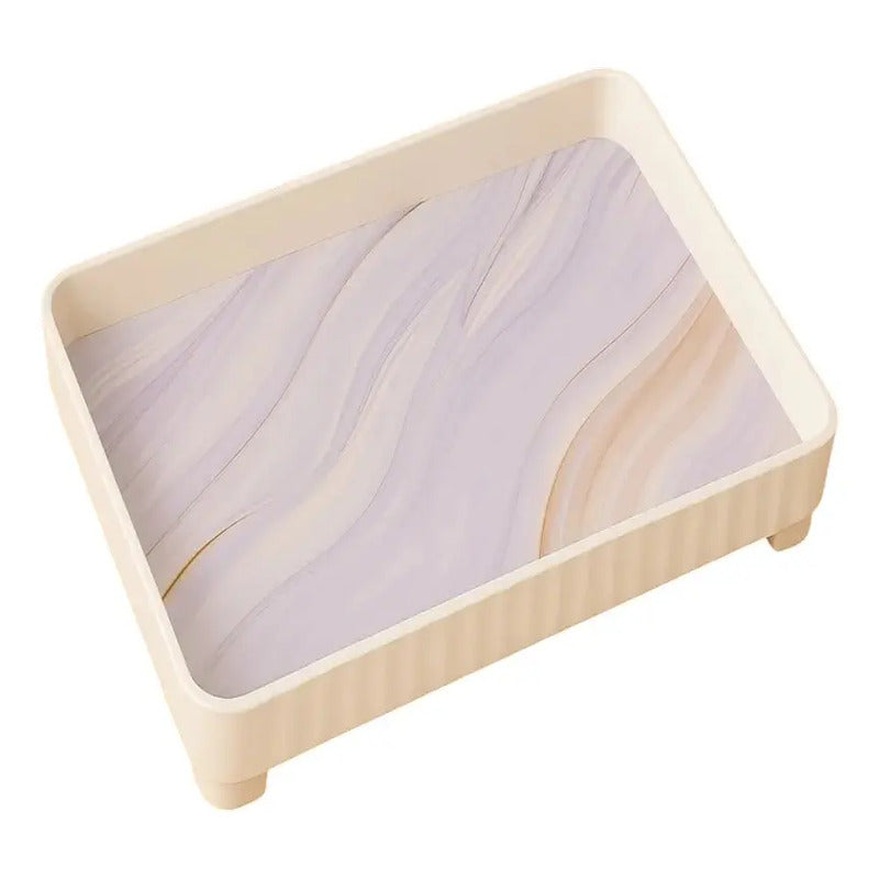 Bandeja De Melamina Con Grano De Madera Para Servir 35x23 Cm