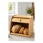 Caja Para Guardar Pan Panera Bambu Con Tapa Corrediza Curva Madera Tapa Corrediza