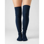 Pack 2 Pares Calcetines Bucaneras Escolares Hasta La Rodilla Azul Oscuro Líneas 35-39