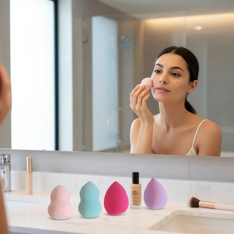 Esponja De Maquillaje Con Punta Y Redondas Aplicador De Base Variados