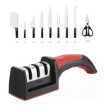 Afilador De Cuchillos Manual 3 Etapas Portátil Negro-rojo X2