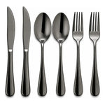 Juego Set De 6 Cubiertos Negros Acero Inoxidable Negro