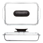 X2 Fuente Vidrio Para Hornear 3 Litros Con Tapa Rectangular Transparente