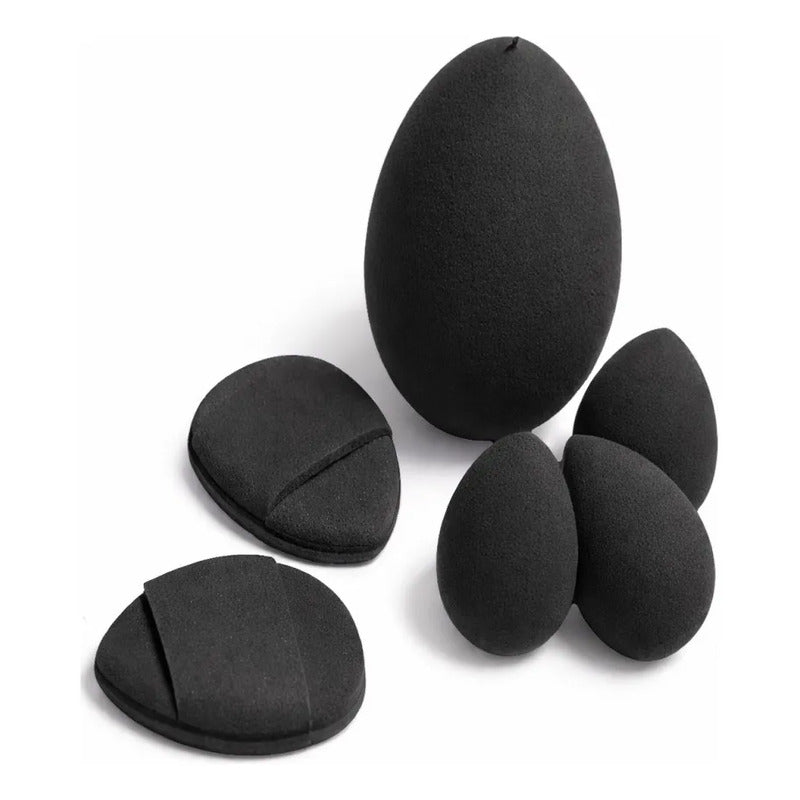 Set 6 Mini Esponjas Para Maquillaje Precision Base Corrector Negro Mini