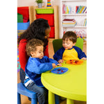 Mandil Bata Arte Infantil Mangas Largas Pintura Impermeable Azul/amarillo Liso