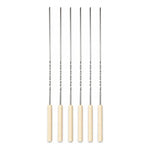 X6 Fierros Para Anticuchos Brochetas Asado Parrilla Acero Acero Inoxidable Mango Madera