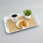 Bandeja De Melamina De Servir Bandeja Rectangular Con Asa Bambú Natural
