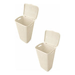 X2 Canasto De Plastico Para Ropa Sucia Con Tapa Calado Cesto Beige Con Tapa