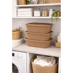X3 Caja Cesta Organizadora Plastica Con Tapa Apilable 24ltrs
