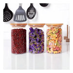 Pack 6 Frascos 700ml Para Condimentos Especias Tapa Bambú Color Transparente