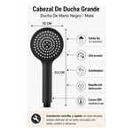 Cabezal De Ducha De Mano Grande Negro Mate Alta Precisión Negro Mate