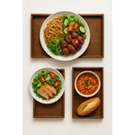 Set 3 Bandejas De Bambu Rectangular Para Servir Alimentos