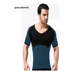 Camiseta Modeladora Manga Corta Con Cuello En V Sin Costura Negro Xl-xxl