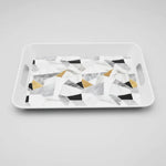 Bandeja De Melamina De Servir Bandeja Rectangular Con Asa Marmol Geometrico