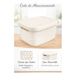 X3caja Organizadora Canasto Plastico Rattan Con Tapa 23x31cm