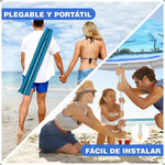 Quitasol Grande De Playa Con Protección Uv, Plegable Y De 1.5 M Azul/palmeras Palmeras