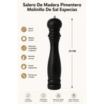 Salero De Madera Pimentero Molinillo Sal Especias 25 Cm