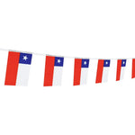 X3 Banderines Decorativos Guirnaldas De Tela Chile 3.8 Mts Azul-blanco-rojo Bandera