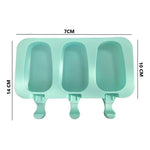 Molde De Helado Silicona Paleta X3 Con Tapa Color