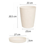 Macetero Grande Texturizado Con Plato Decorativo Para Hogar Biege Oscuro Texturizado