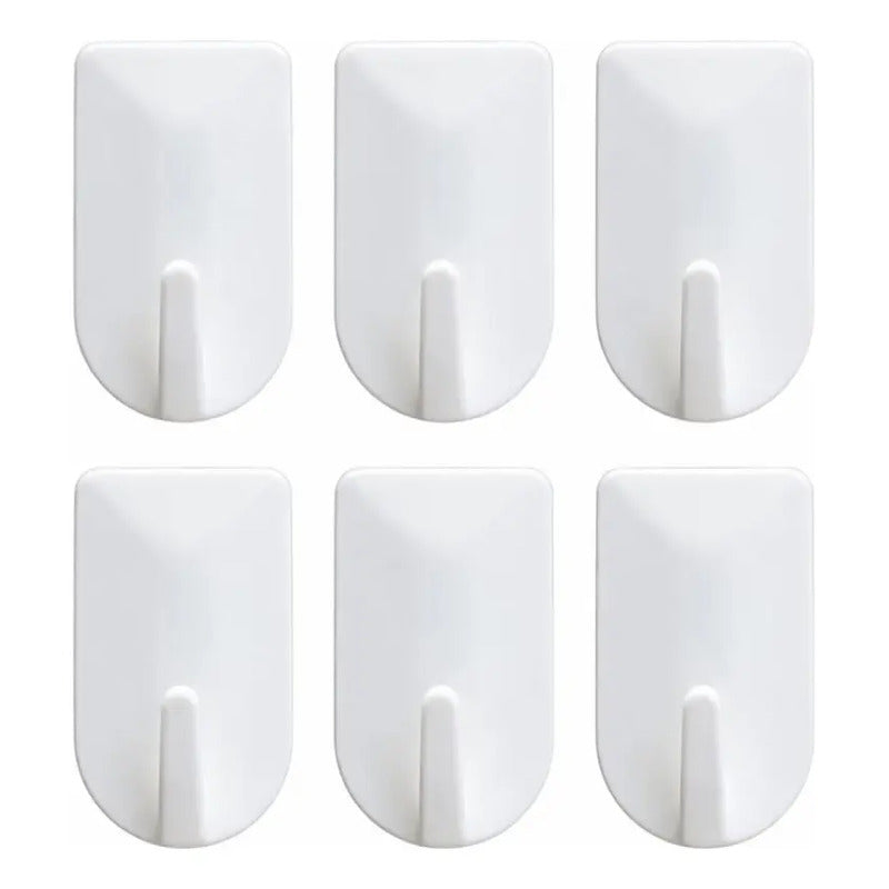 Ganchos De Pared Autoadhesivo Multiuso Colgador 6 Piezas Blanco