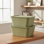 X3 Caja Cesta Organizadora Plastica Con Tapa Apilable 24ltrs