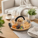 Bandeja De Bambú Para Snacks Picoteo Tapa Y Asa Superior Bambu