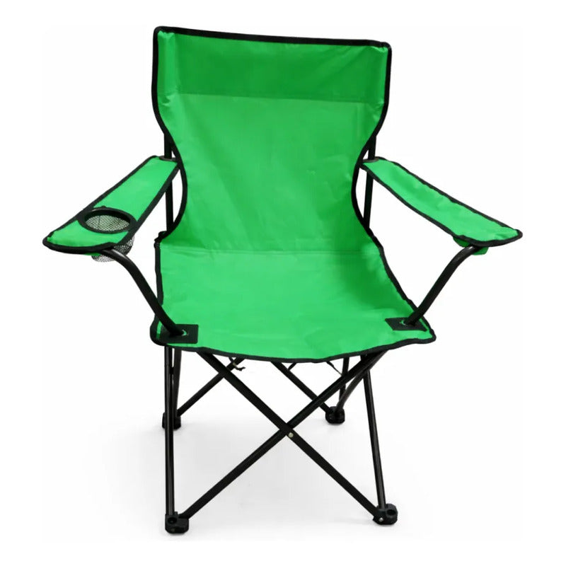 Silla Plegable Camping Playa Picnic Con Porta Vasos Portatil Verde