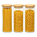 Pack De 3 Frascos De 1000ml Con Tapa De Bambú Para Especias Vidrio