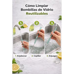 Set 5 Bombillas Vidrio Reutilizable + Limpiador Cepillo Variados/rectos