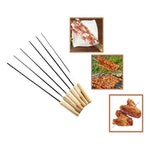 12 Brochetas Pinchos Anticucho Acero Barbacoa Parrilla Asado Plateado-madera Brochetas
