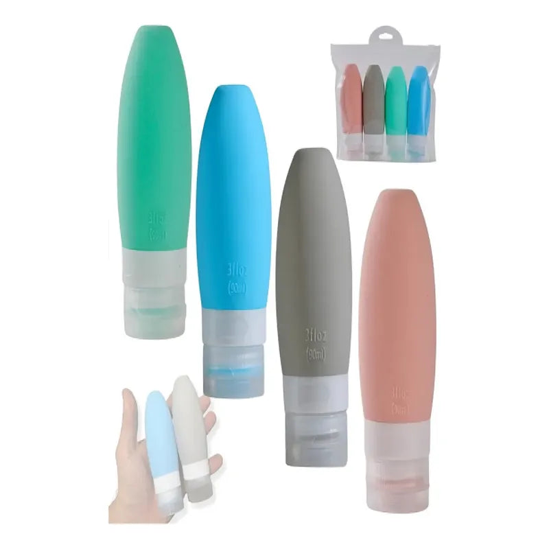 Botellas De Viaje De Silicona 4 Piezas Dispensadores Vacíos  Variados