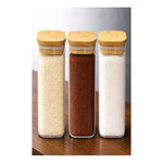 X3 Frasco Hermetico Contenedor 900ml Tapa Bambu Para Especie Transparente